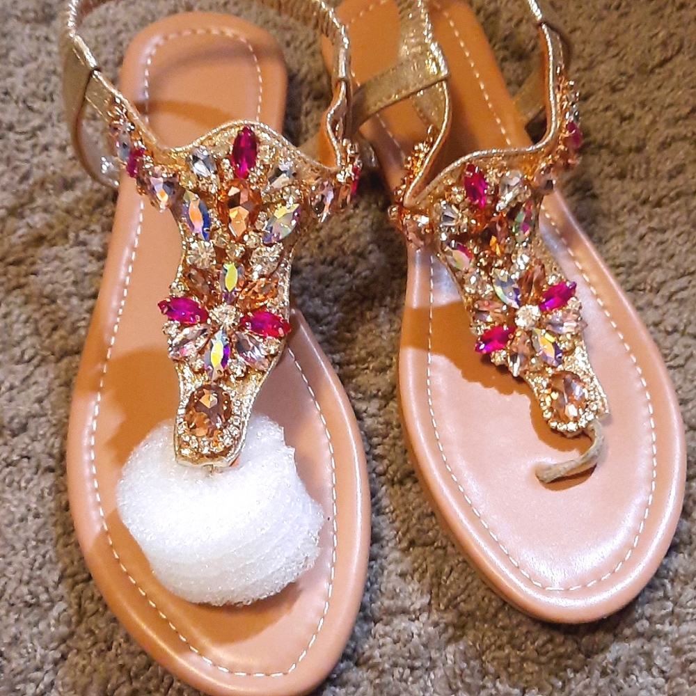 Jeweled flip flops sandals